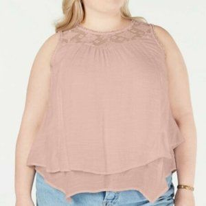 Style & Co Women's Plus Size Lace-Yoke Crochet-Tri